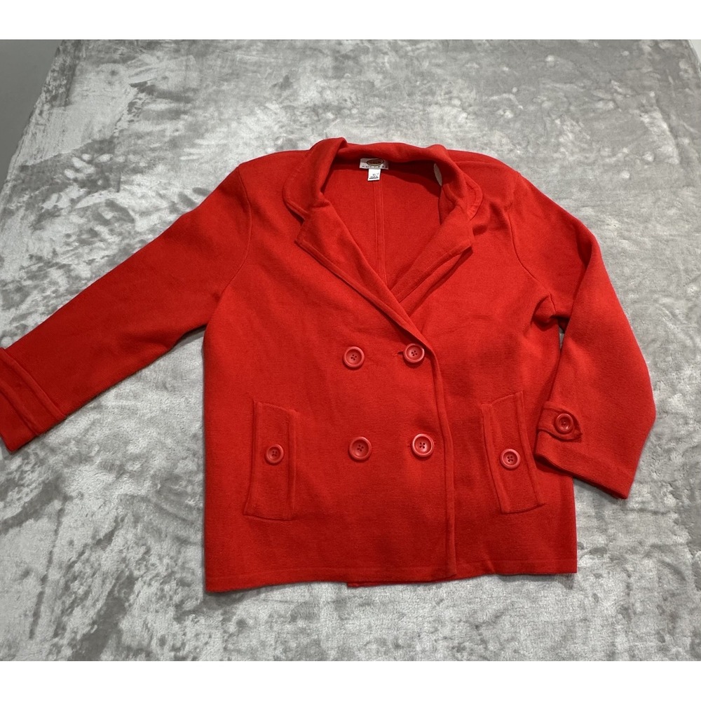 Women's Talbots Petite Jacket Blazer Women's Size XL Red Pockets 100% Cotton EUC